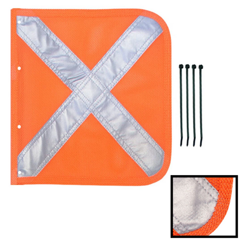 Reflective X Mesh Flag Orange 300x300mm