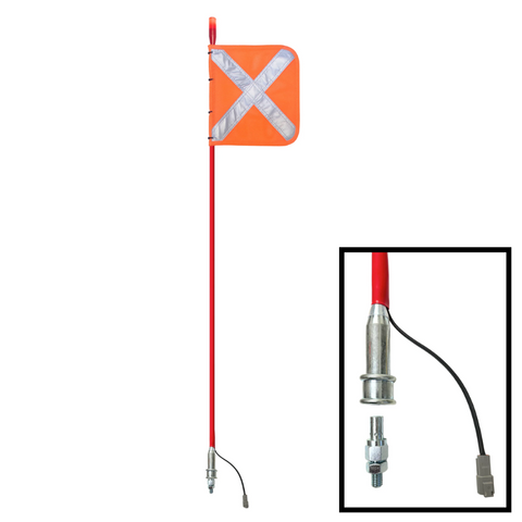 Site Flag X Pole 1800mm Red LED Top Whip