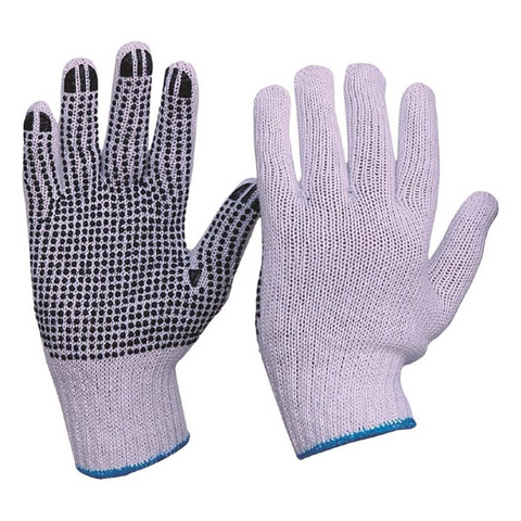 Knitted Poly Cotton Glove with PVC Dots