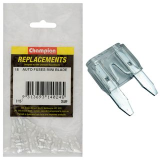 Auto Fuses Mini Blade 25AMP Clear Pk15