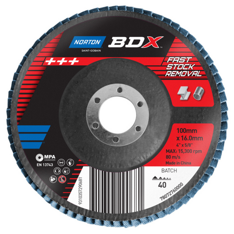 Flap Disc 100x16mm P40 Zirc BDX Norton