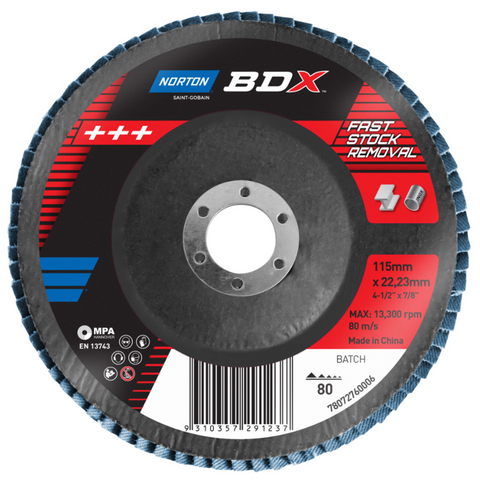 Flap Disc 115x22mm P80 Zirc BDX Norton