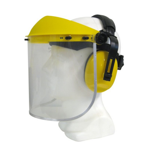 High Impact Clear Face Shield w/Earmuffs