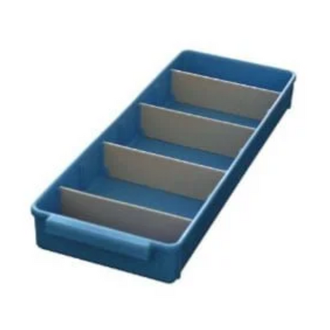 Parts Tub 50x400x146mm 4 Divides Blue