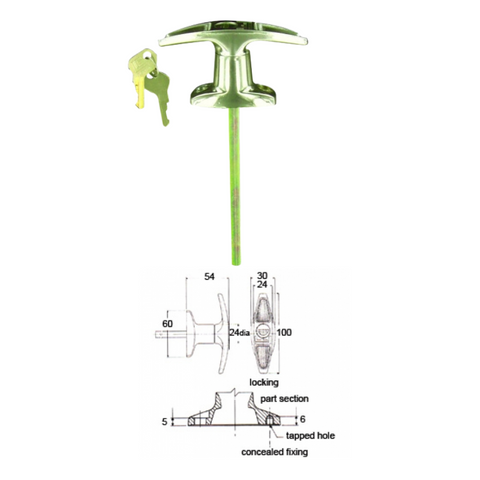 T-Handle Rear Fixing Anti-Clockwise