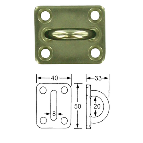 Tie Down Ring Eye Plate 8mm S/S