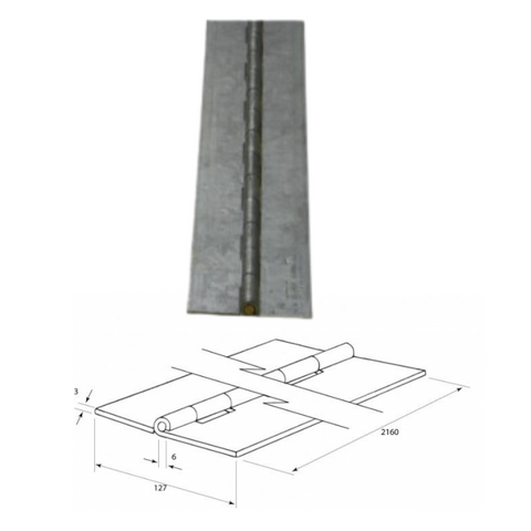 Piano Hinge 2610x127x3mm Gal