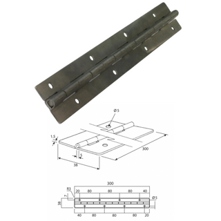 Piano Hinge Round Corners 300MM S/S 304