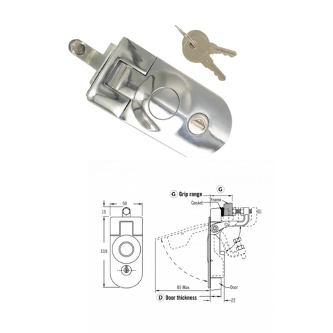 Chrome Lever Latch Rounded 110 x50mm