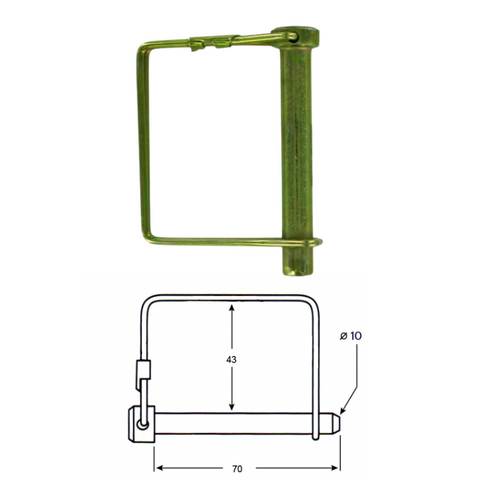 Square Shaft Locking Pin 10MM Zinc