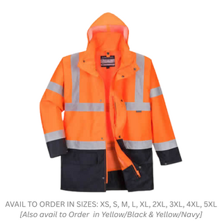 Jacket Hi Vis 5 in 1 Orange/Navy Ess XL