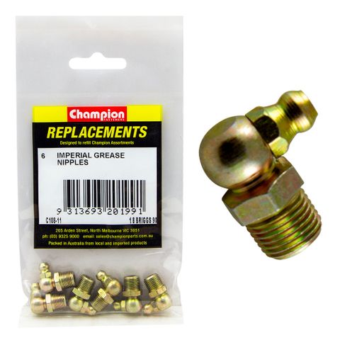 Grease Nipples 1/8 NPT 90 Degree Pk6