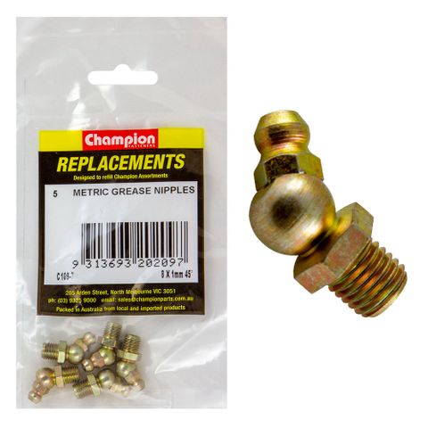 Grease Nipples M8 x 1.0mm 45 Degree Pk5