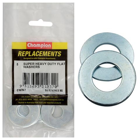 H/D Washer 5/8x1-3/4x3.45mm Zinc Pk5