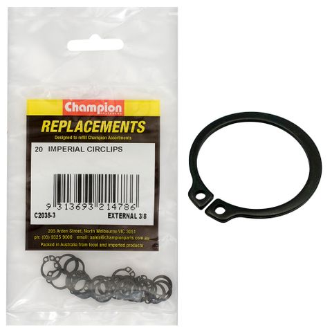 Champion Kit External Circlip 3/8 Pk20