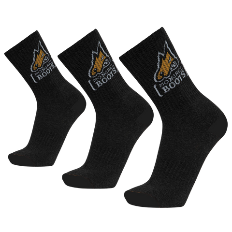 MONGREL Bamboo Socks Mens Black 5-11 Pk3