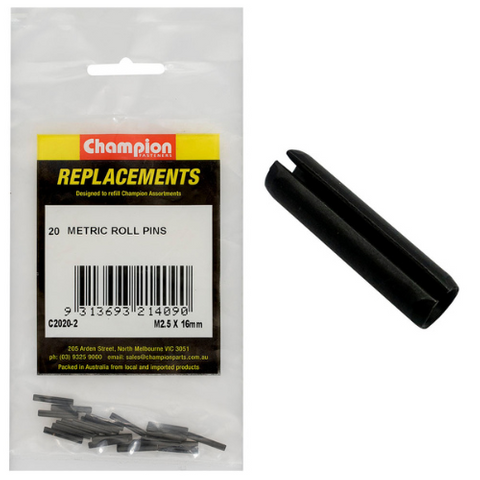 Champion Kit Roll Pins M2.5 x 16mm Pk20