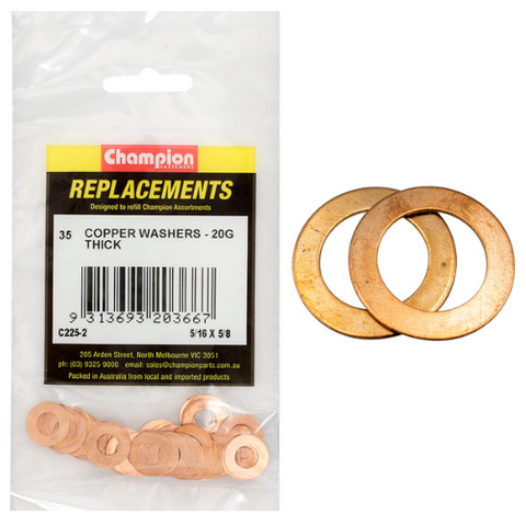 Washers Flat Copper 5/16x5/8 20g Pk35