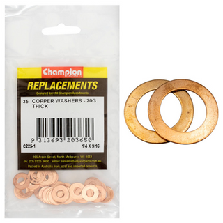 Washers Flat Copper 1/4x9/16 20g Pk35