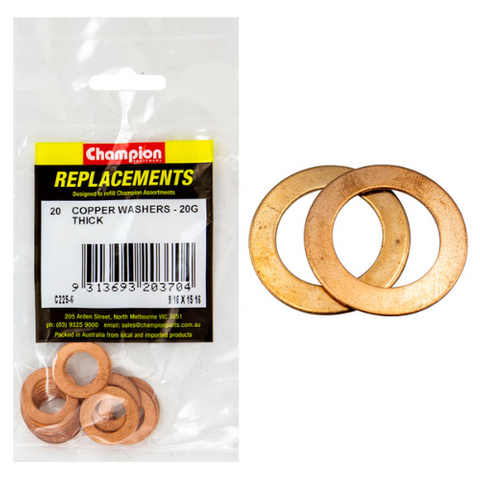 Washers Flat Copper 9/16x15/16 20g Pk20