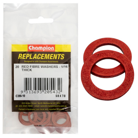 Washers Flat Fibre 5/8x7/8x1/16 Pk20