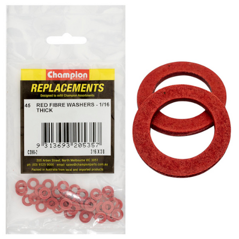 Washers Flat Fibre 3/16x3/8x1/16 Pk45