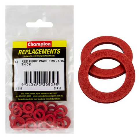 Washers Flat Fibre 3/8x5/8x1/16 Pk45