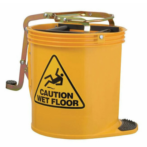 Mop Bucket 16L Yellow - Metal Wringer