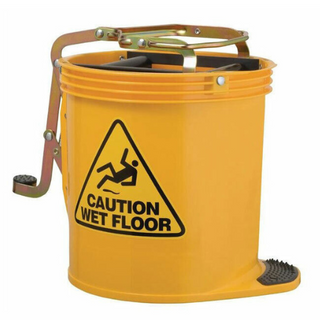 Mop Bucket 16L Yellow - Metal Wringer