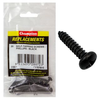 Self Tapp Screw Pan Phillip 4.8x25mm Blk