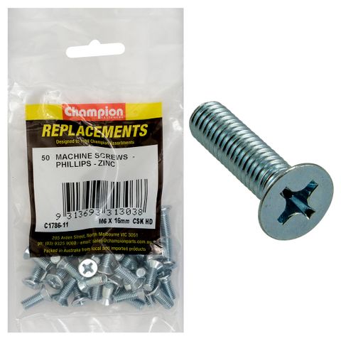 Machine Screws Csk Phillips M6x16mm Zinc