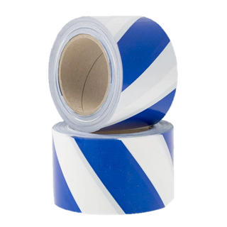 Barrier Tape Blue/White 75mmx100Mtr