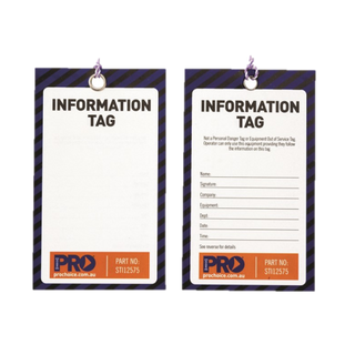 Information Safety Tag Blue Pkt 100