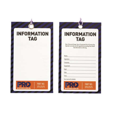 Information Safety Tag Blue Pkt 100