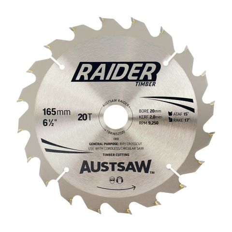Timber Cutting Blade 165mm 20/16 20T