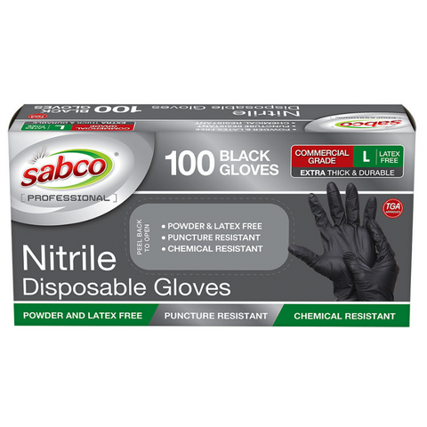 Black Nitrile Glove H/D Powder Free L