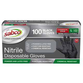 Black Nitrile Glove H/D Powder Free L