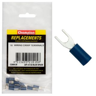 Crimp Terminals Spade Blue 4mm Pk10