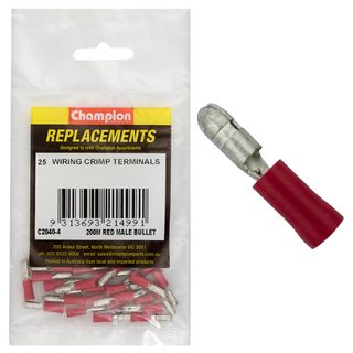 Crimp Terminals Bullet Male Red 4mm Pk25