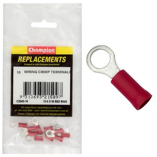 Crimp Terminals Ring Red 5mm Pk10