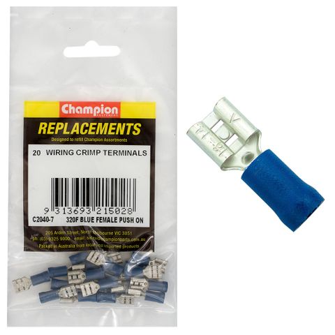 Crimp Terminals Blade Female Blue 6.3mm