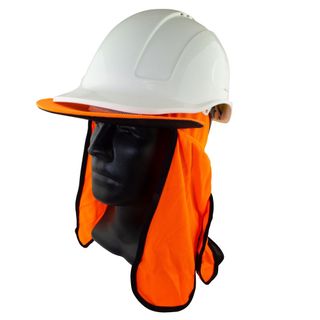 Orange Cap with Neck Flap Under Hard Hat