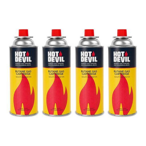 Hot Devil Butane Gas Cartridge 4 Pack