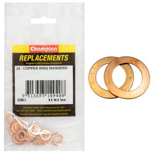 Washers Flat Copper M8x14x1mm Pk25