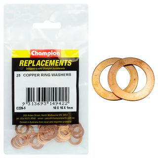 Washers Flat Copper M10x16x1mm Pk25