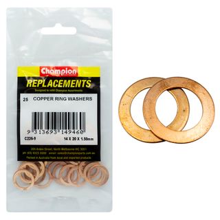 Washers Flat Copper M14x20x1.5mm Pk25