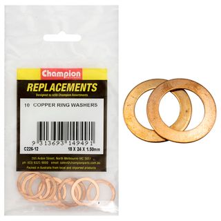 Washers Flat Copper M18x24x1.5mm Pk10