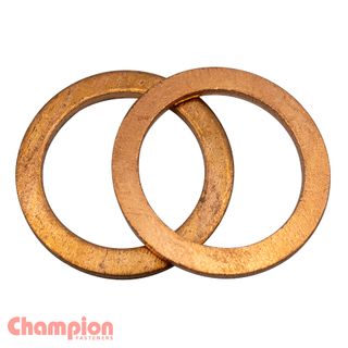 Washers Flat Copper M10x16x1.00mm Pk100