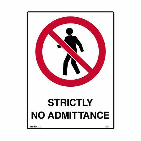 Sign Strict No Admittance 450x300mm Poly