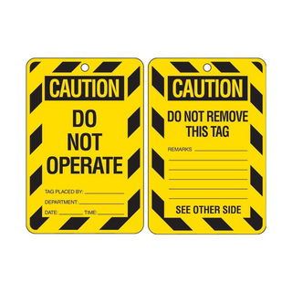 Caution Do Not Operate Lockout Tag Pk100
